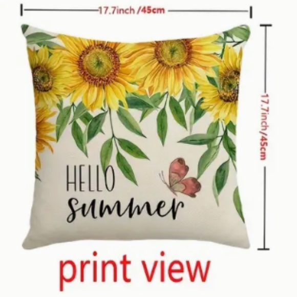 NEW START THE DAY WITH A SMILE SUNFLOWERS/FLORAL ALL SEASONS LINEN PILLOW COVER - Picture 3 of 6